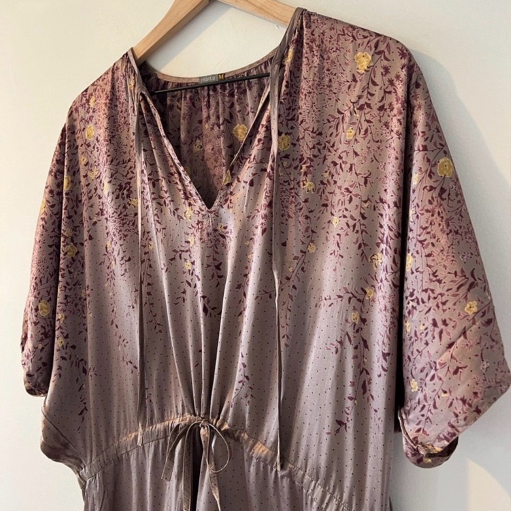 Matta NY silk dress floral tunic midi dress medium tie waist RARE - Picture 4 of 9